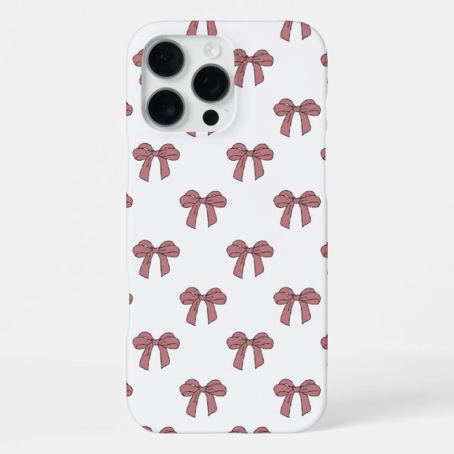 Pink White Bow Pattern Coquette Girly Spring iPhone Case (Back)
