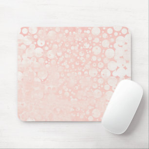 Pink white bubbles polka dots mouse pad