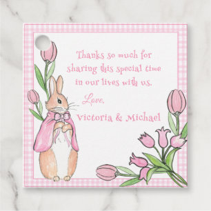 Pink White Bunny Thank You Baby Shower Favour Tags