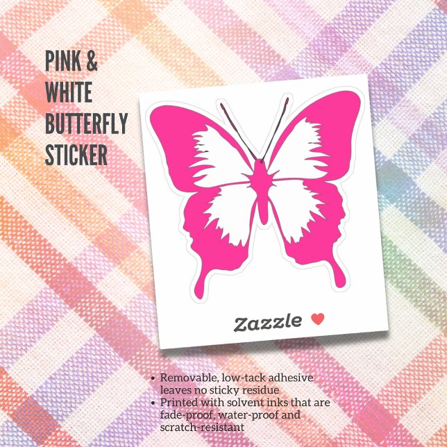 Pink & White Butterfly Sticker (Pink & White Butterfly Sticker)