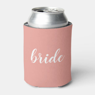 Pink White Calligraphy Bachelorette Party Bride Can Cooler