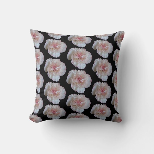 Pink White Carnation  Flowers Cushion (Front)