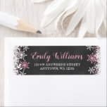 Pink White Chalkboard Snowflake Return Address Label<br><div class="desc">Stylish pink and white snowflake return address labels. Perfect for a winter baby shower,  winter birthday or Christmas labels.</div>