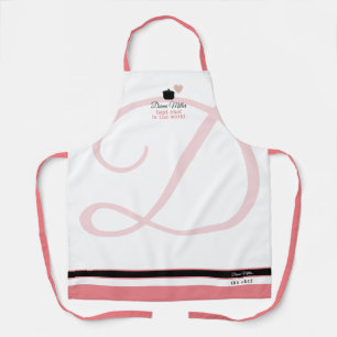 Pink/White Chef Baking with Her Name Apron