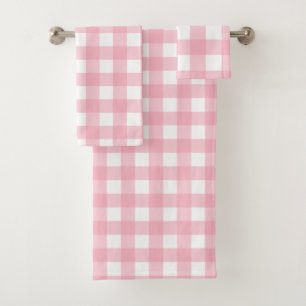 Pink & White Chequerboard Bath Towel Set
