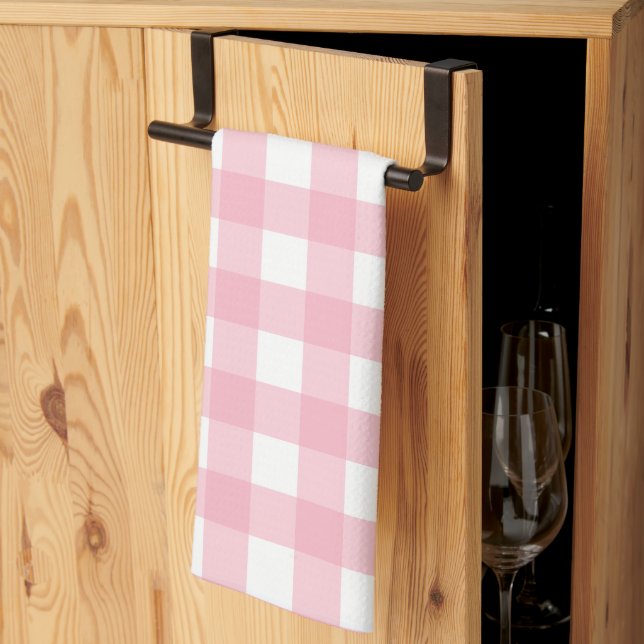Pink & White Chequerboard Kitchen Towels (Thirds Fold)