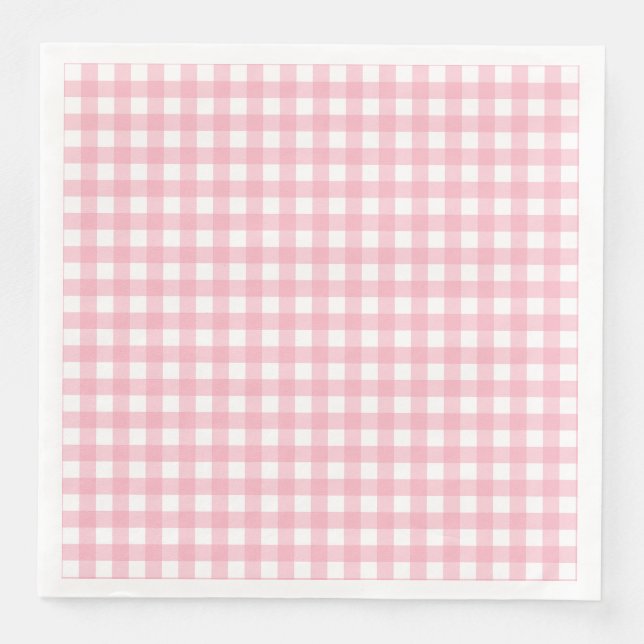 Pink & White Chequerboard Paper Dinner Napkins (Front)