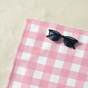 Pink & White Chequerboard Pattern Beach Towel