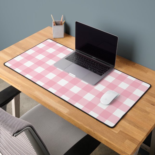 Pink & White Chequerboard Pattern Desk Mat (Office 2)