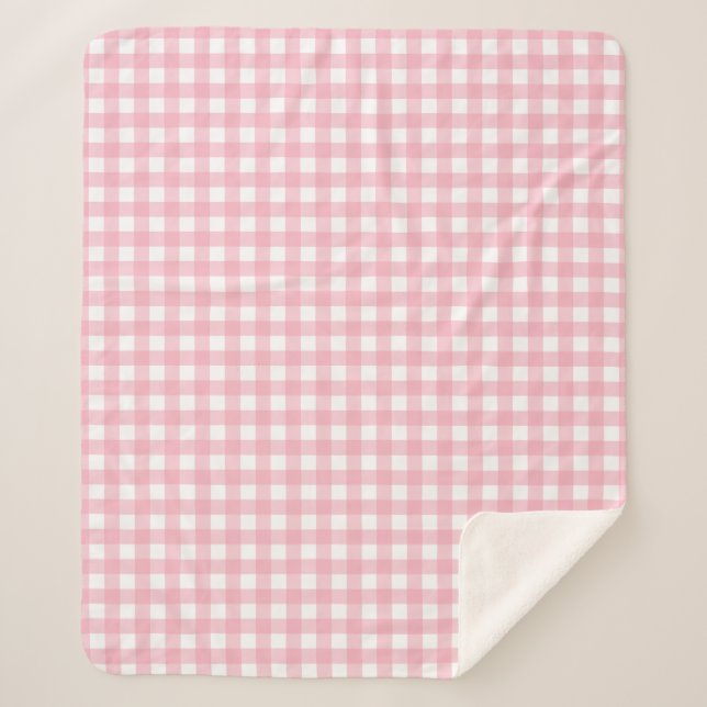 Pink & White Chequerboard Sherpa Blanket (Front)