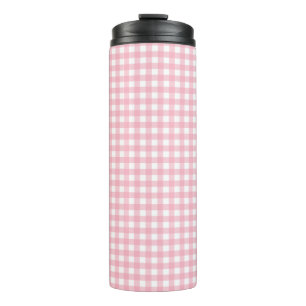 Pink & White Chequerboard Thermal Tumbler