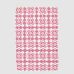 Pink White Chequered Argyle Pattern Golf Towel