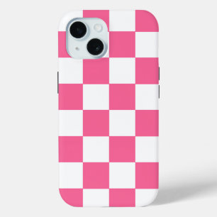 Pink White Chequered Check iPhone Case