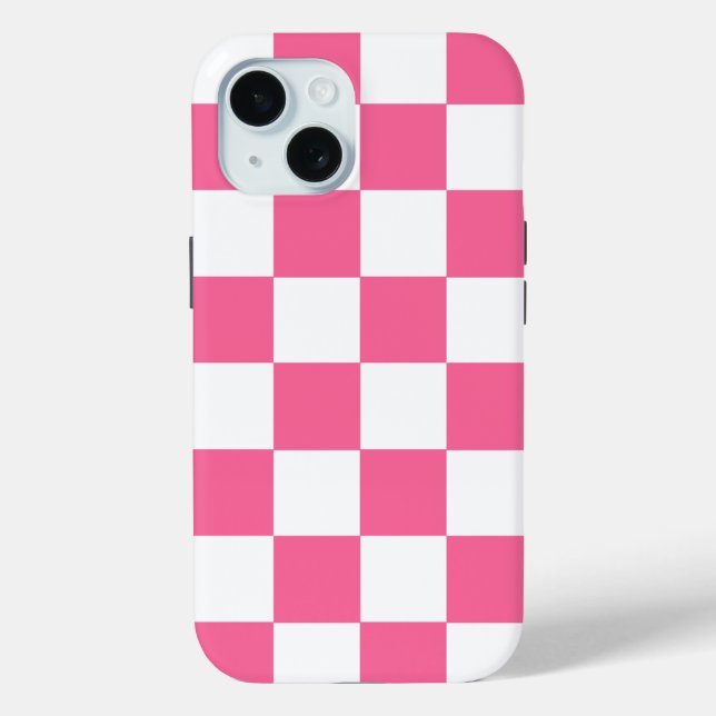 Pink White Chequered Check iPhone Case (Back)