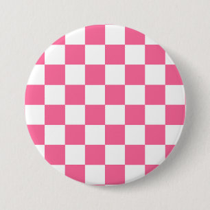 Pink White Chequered Check Pattern 7.5 Cm Round Badge