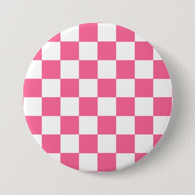 Pink White Chequered Check Pattern 7.5 Cm Round Badge (Front)