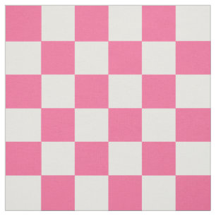 Pink White Chequered Check Pattern Fabric