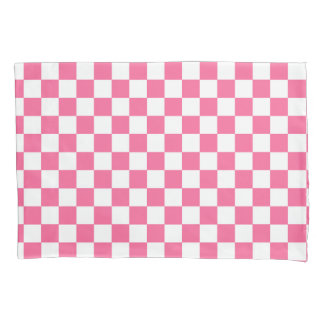 Pink White Chequered Check Pattern Pillowcase