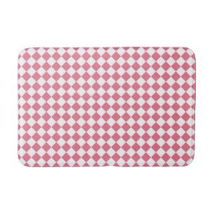 Pink White Chequered Diamond Pattern Bath Mat