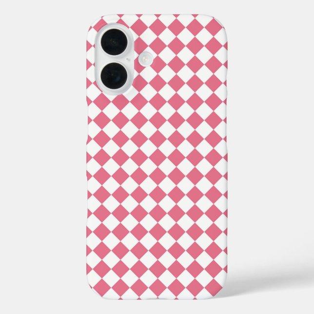 Pink White Chequered Diamond Pattern Case-Mate iPhone Case (Back)