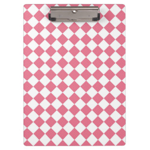 Pink White Chequered Diamond Pattern Clipboard