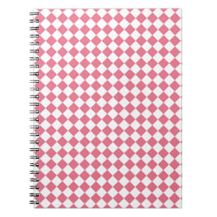 Pink White Chequered Diamond Pattern Notebook