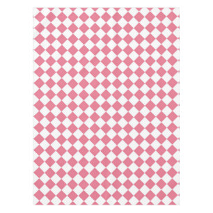 Pink White Chequered Diamond Pattern Tablecloth