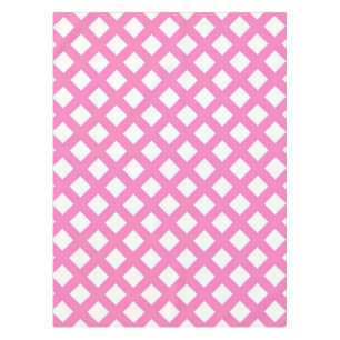 Pink White Chequered Diamond Pattern Tablecloth