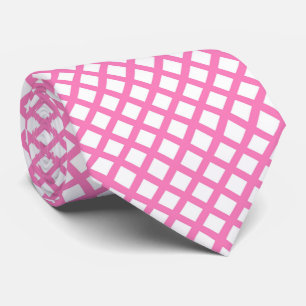 Pink White Chequered Diamond Pattern Tie