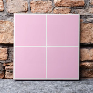 Pink White Chequered Minimalist Monochrome Pastel Ceramic Tile