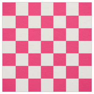 Pink White Chequered Pattern Textile Fabric