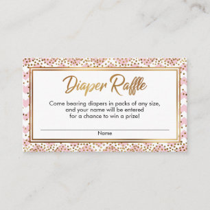 Pink & White Chevron Confetti Diaper Raffle Cards