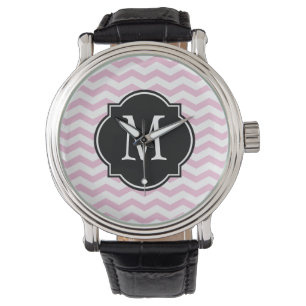 Pink & White Chevron Pattern Watch