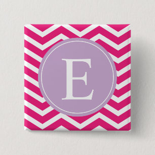 Pink White Chevron Purple Monogram 15 Cm Square Badge