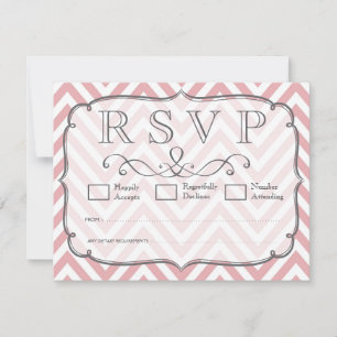 Pink & White Chevron Wedding RSVP Cards