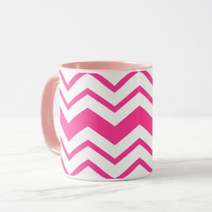 Pink White Chevron Zigzag Pattern Design Mug