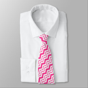 Pink White Chevron Zigzag Pattern Design Tie