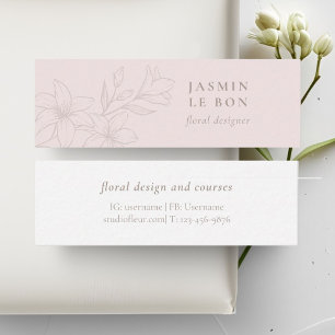Pink & White   Chic Minimalist Flower  Mini Business Card