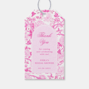 Pink White Chinoiserie Floral Bridal Shower Favour Gift Tags