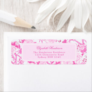 Pink White Chinoiserie Porcelain Return Address Label