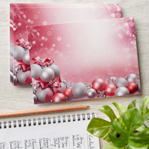 Pink White Christmas Balls Envelope