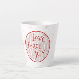 Pink & White Christmas Holiday Love Peace Joy  Latte Mug