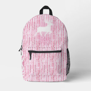 Pink & White Christmas Joy Reindeer Printed Backpack