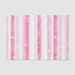 Pink White Christmas Stripes Tissue Paper