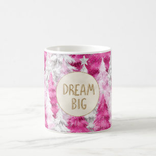 Pink White Christmas Trees Gold Glitter Dream Coffee Mug