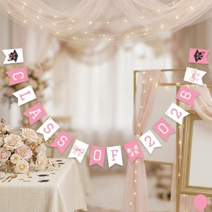 Pink & White Class Of 2026 Graduation Party Bunting