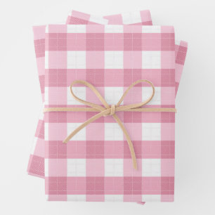 Pink & White Classic Gingham Pattern Wrapping Paper Sheet