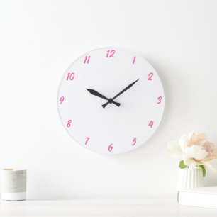 Pink White Classy Elegant Custom Colour Cute Gift Large Clock