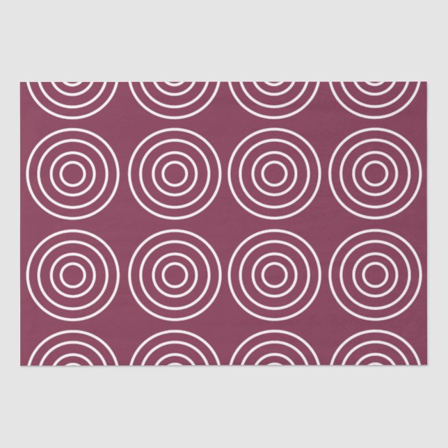 Pink White Concentric Circles Geometric  Tissue Paper (Front)