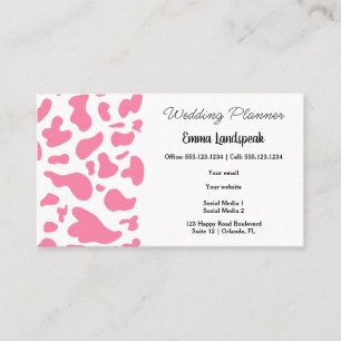 Pink & White Cow Spots, QR Code Business Card